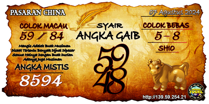 Prediksi Togel China Rabu 07 Agustus 2024