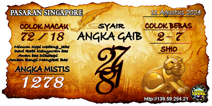 Prediksi Togel Singapore Minggu 11 Agustus 2024