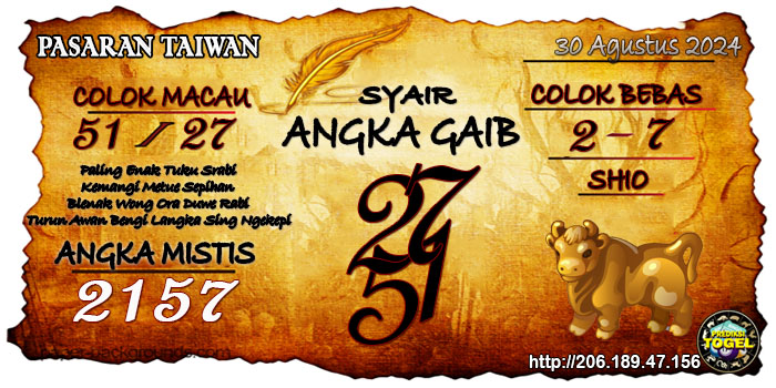 Prediksi Togel Taiwan Jumat 30 Agustus 2024