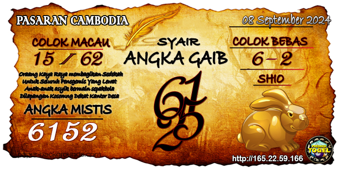 Prediksi Togel Cambodia Minggu 08 September 2024