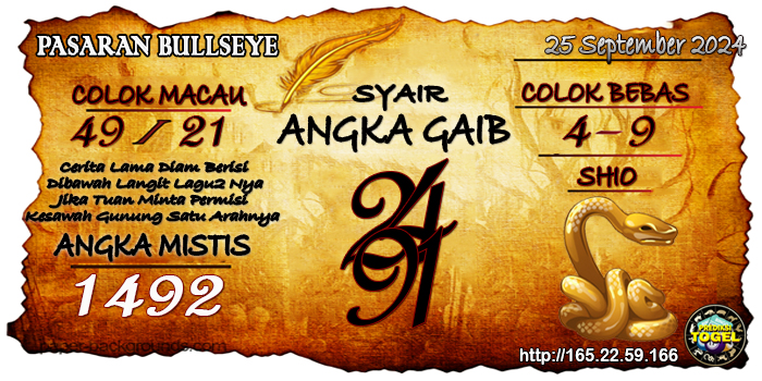 Prediksi Togel Bullseye Rabu 25 September 2024