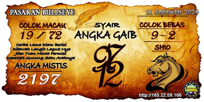 Prediksi Togel Bullseye Rabu 11 September 2024