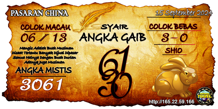 Prediksi Togel China Minggu 15 September 2024