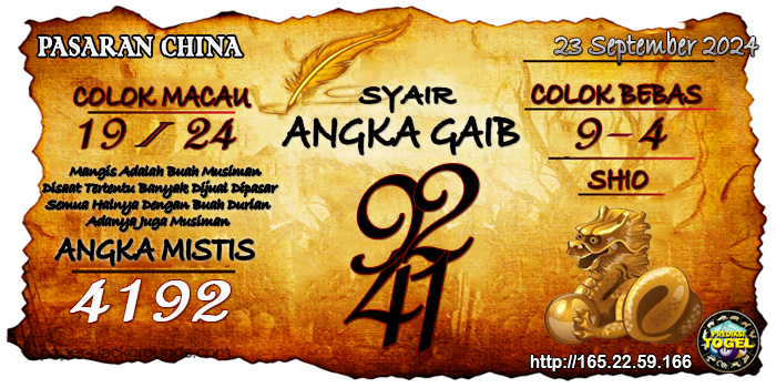 Prediksi Togel China Senin 23 September 2024