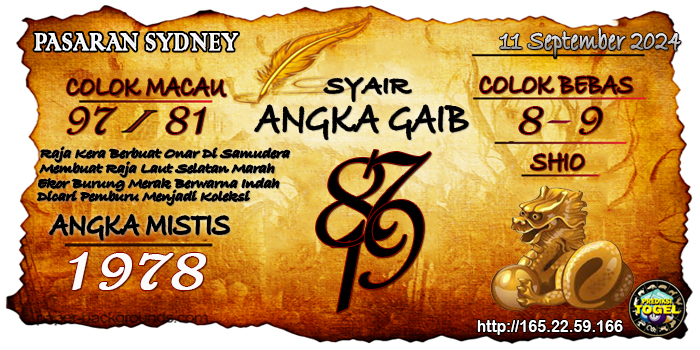 Prediksi Togel Sydney Rabu 11 September 2024