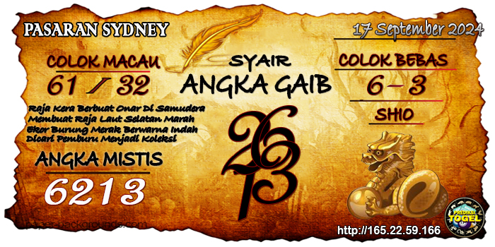 Prediksi Togel Sydney Selasa 17 September 2024