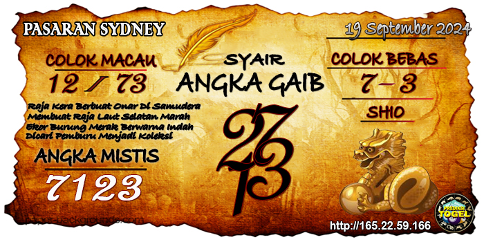 Prediksi Togel Sydney Kamis 19 September 2024