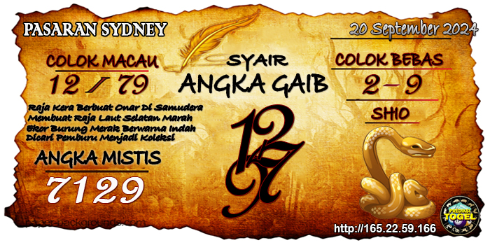 Prediksi Togel Sydney Jumat 20 September 2024