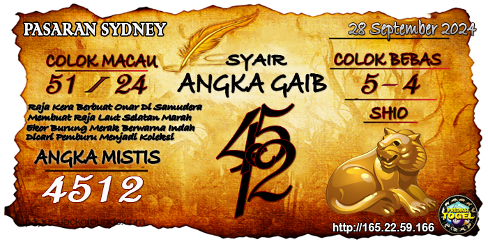 Prediksi Togel Sydney Sabtu 28 September 2024