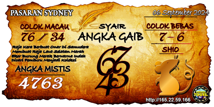 Prediksi Togel Sydney Jumat 06 September 2024