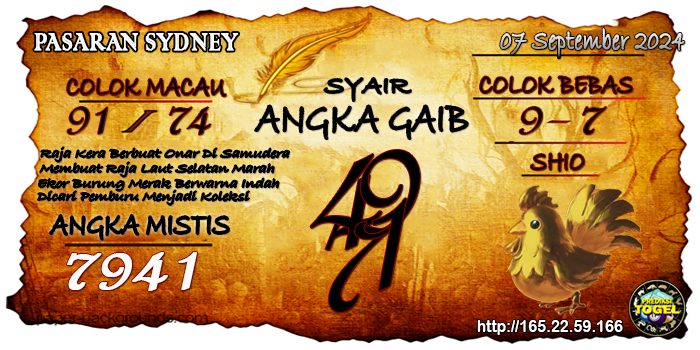 Prediksi Togel Sydney Sabtu 07 September 2024