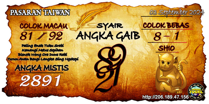 Prediksi Togel Taiwan Selasa 03 September 2024